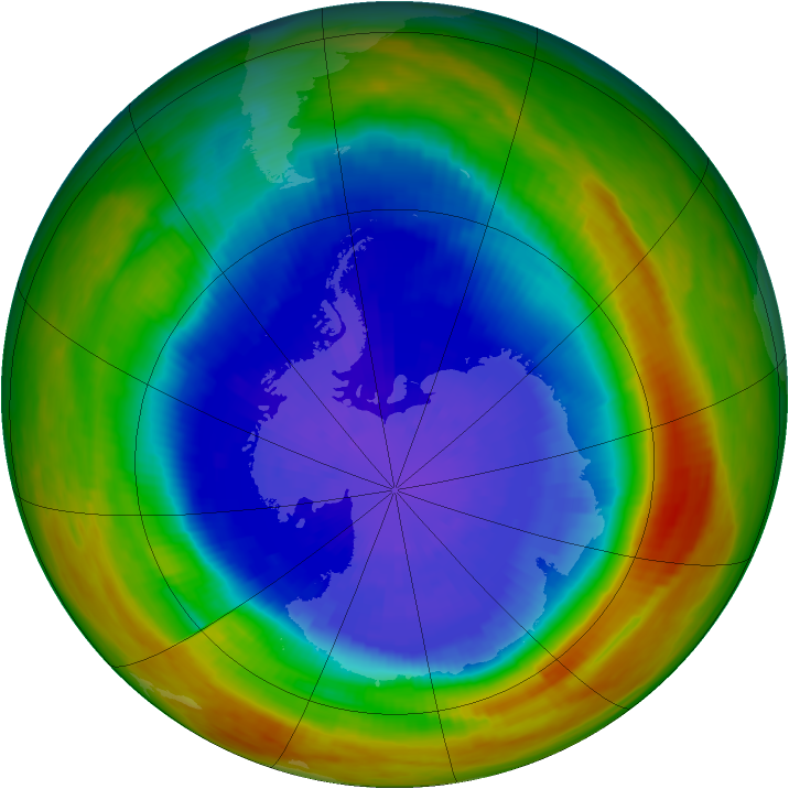 Antarctic ozone map for 22 September 1991